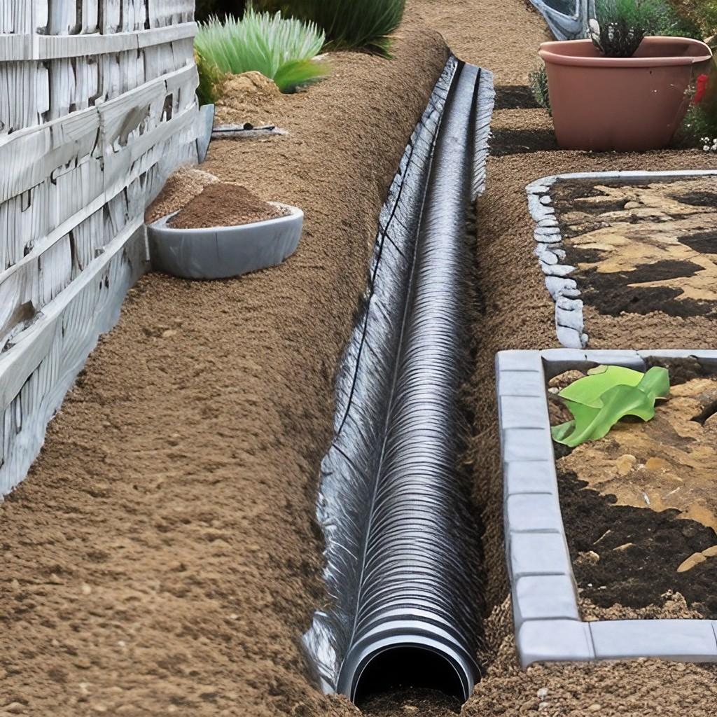 an external french drain being built outside the home.